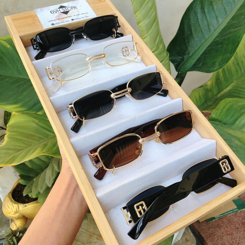 Mắt Kính Thời Trang Cao Cấp Kim Loại 524 Mắt Xích Form Vuông Hot Trend Cá Tính - Hazo