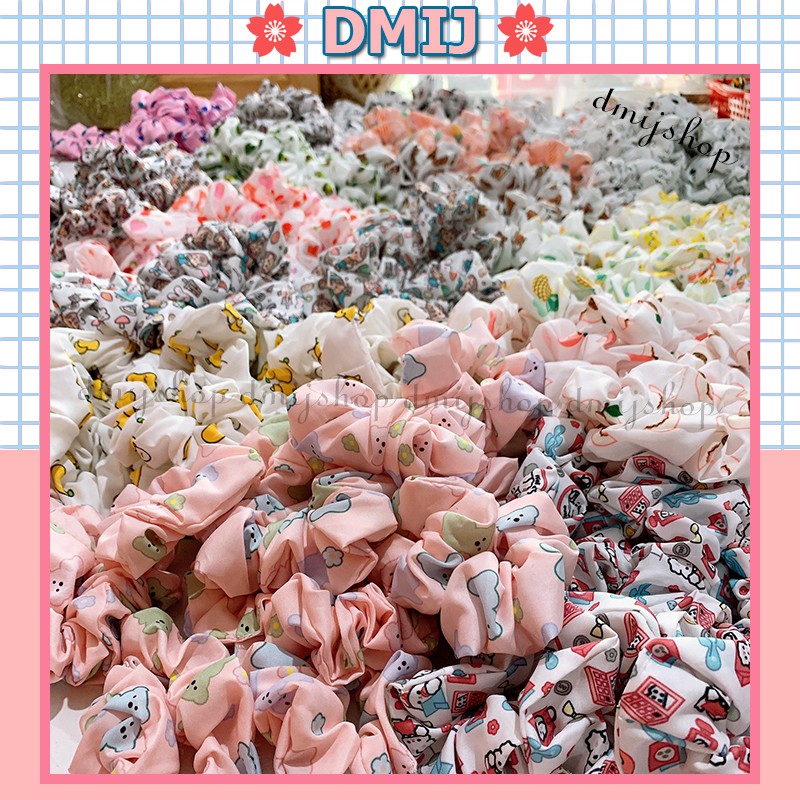Cột Tóc Vải Scrunchies Họa Tiết Hoạt Hình Đặc Biệt Nhiều Mẫu