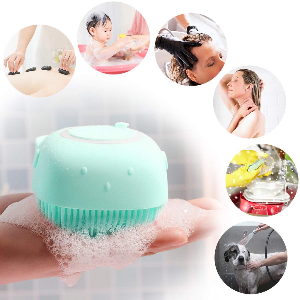 Cọ Tắm Silicon Vuông Có Ngăn Chứa Dầu Tắm Tiện Lợi