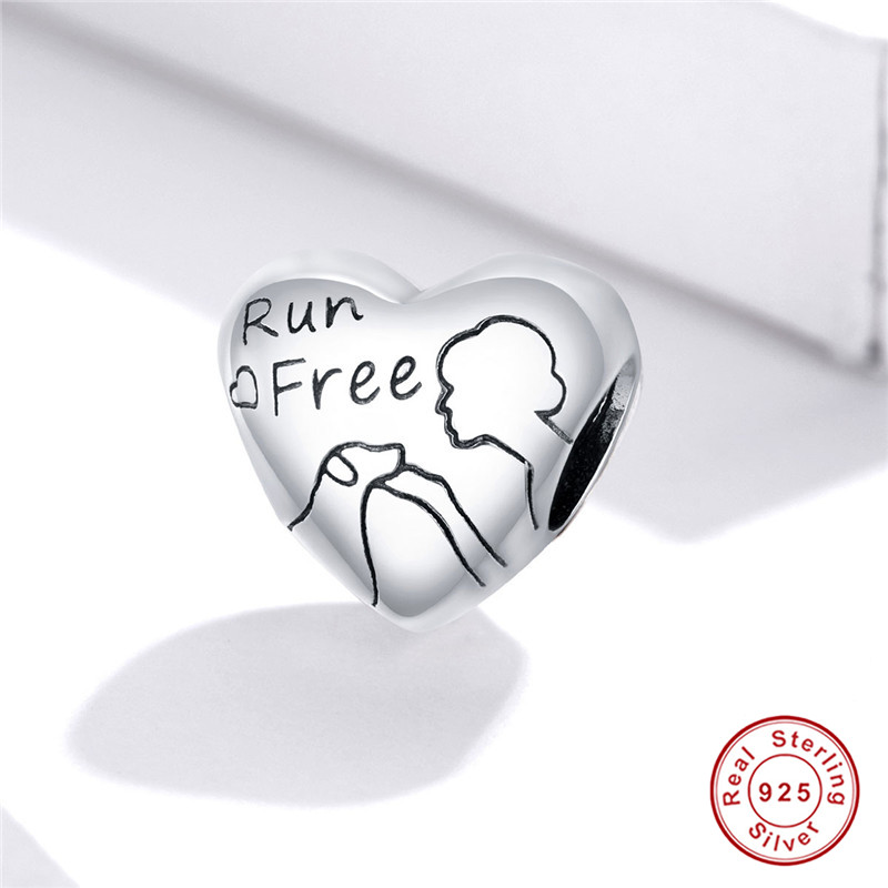 Hạt Phụ Kiện Xỏ Vòng Tay Bamoer SCC1679 Hình Trái Tim Bằng Bạc Thật 925 Làm Trang Sức Quà Tặng Cho Nữ