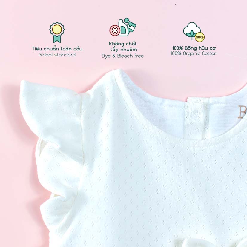 Áo đầm tay cánh hoa bé gái Bobicraft - Cotton hữu cơ organic an toàn