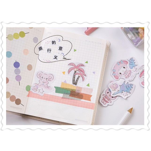 Hộp 45 miếng sticker mẫu thỏ hồng melody