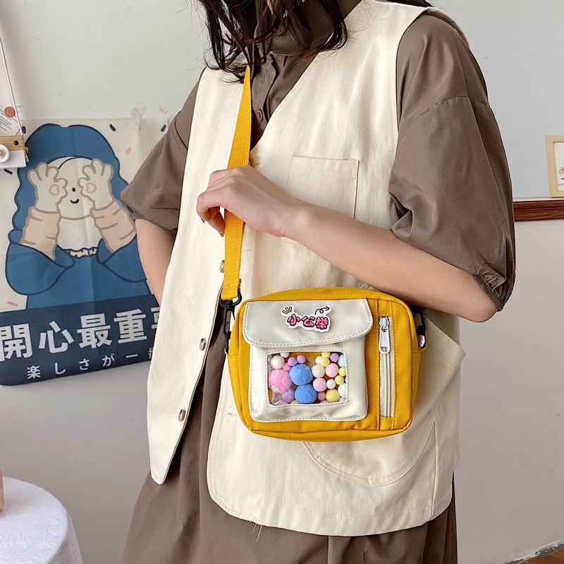 Túi Đeo Chéo Vai Hình Vuông Bằng Nylon Họa Tiết Hoạt Hình Có Thể Điều Chỉnh Kích Thước Cho Nữ