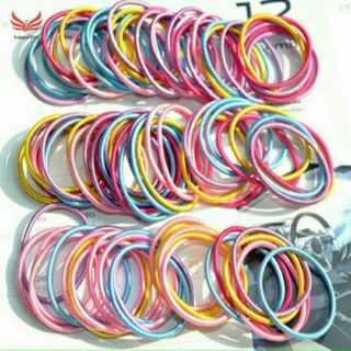 Túi 100 dây cột tóc màu trơn cho bé