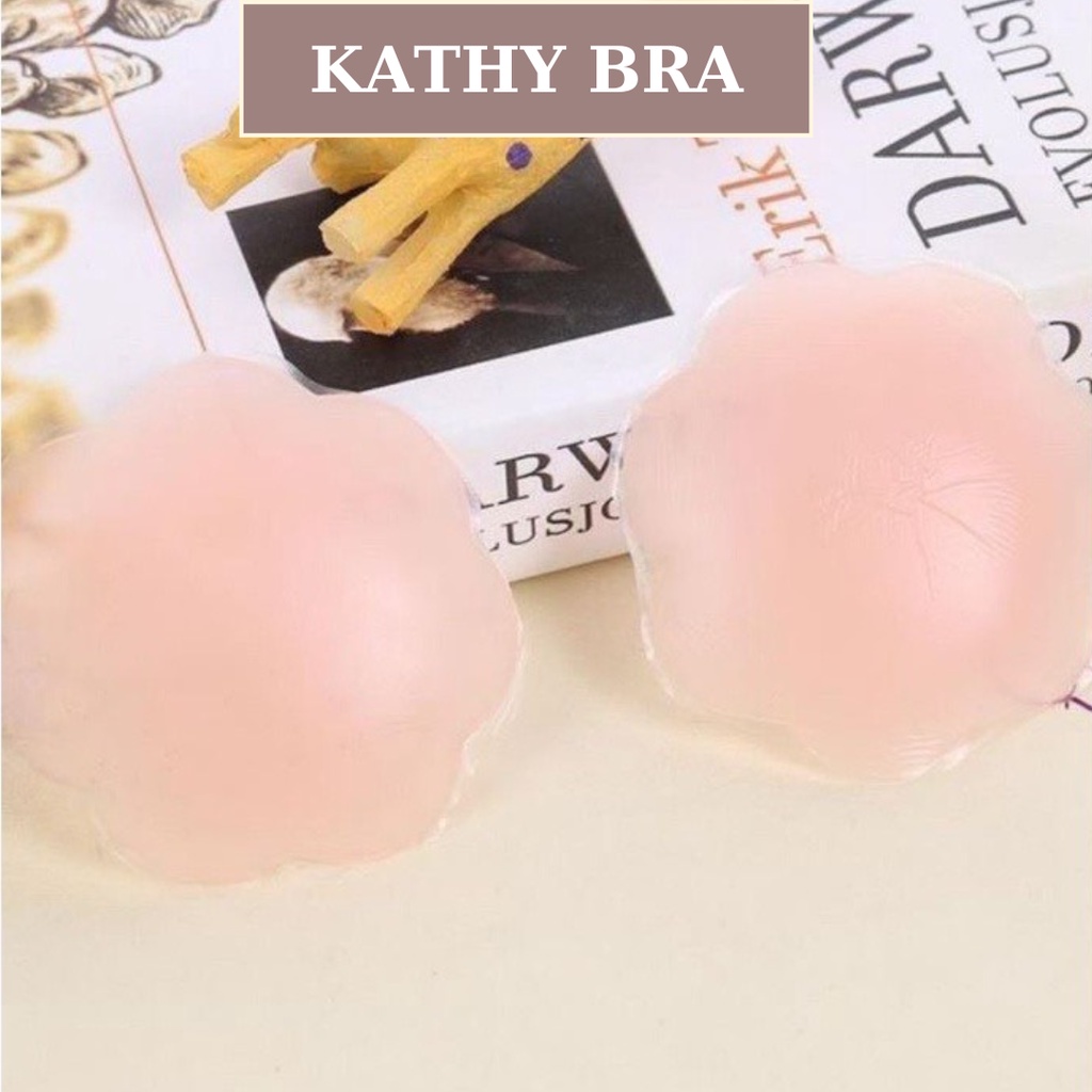 D04 Hộp 10 Miếng 5 Cặp Dán Ngực Silicon KATHY BRA Sử Dụng Nhiều Lần Siêu Dính
