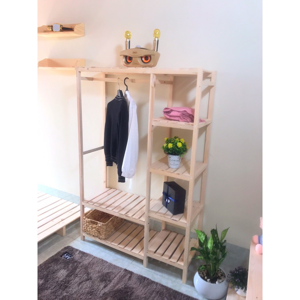 Kệ Treo Quần Áo Gỗ Thông 2 Ngăn, Giá Treo Quần Áo Xuất Khẩu, Giá Treo Quần Áo Trung Cư.