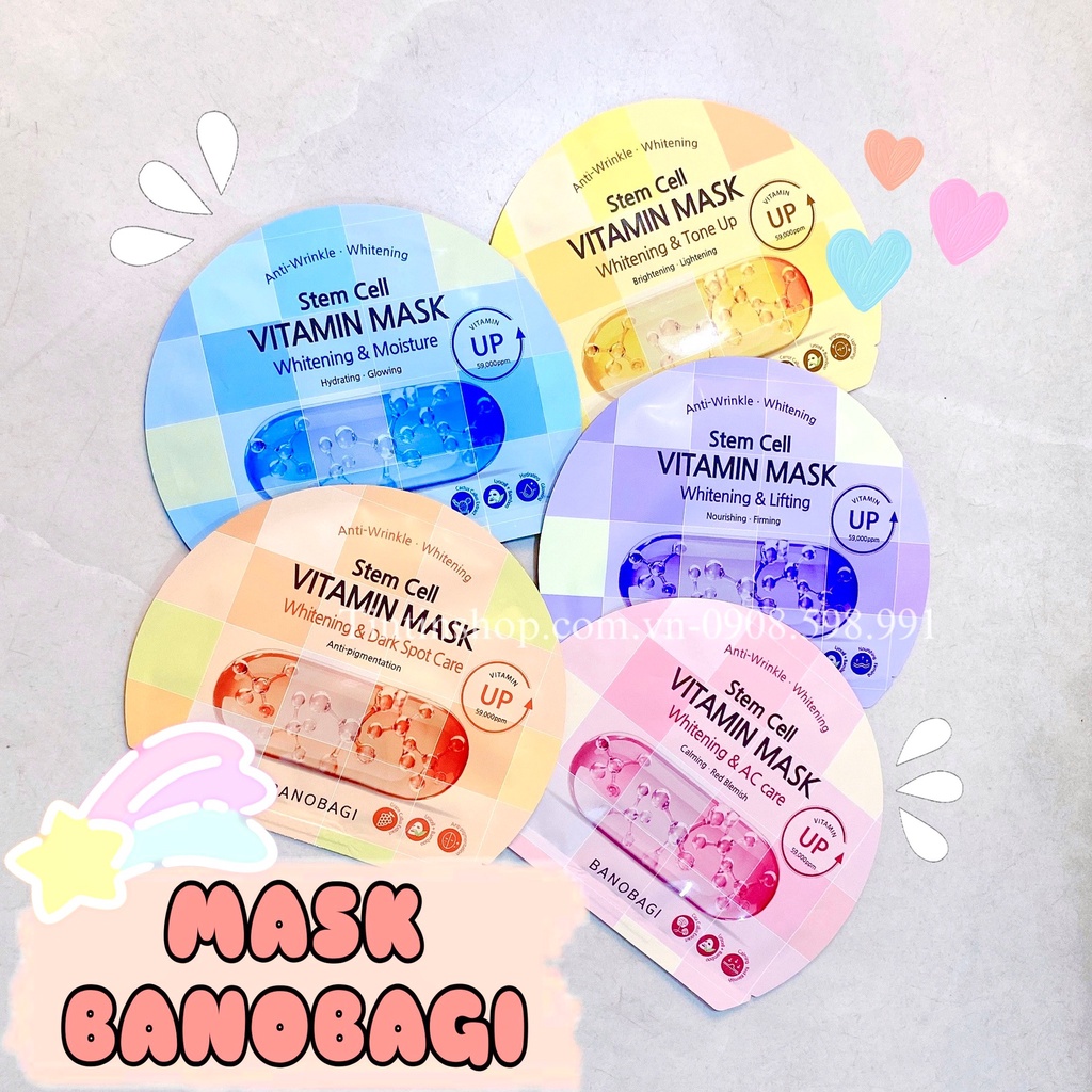 BANOBAGI STEM CELL VITAMIN MASK - Mặt Nạ Dưỡng Da Banobagi (1 miếng caro)