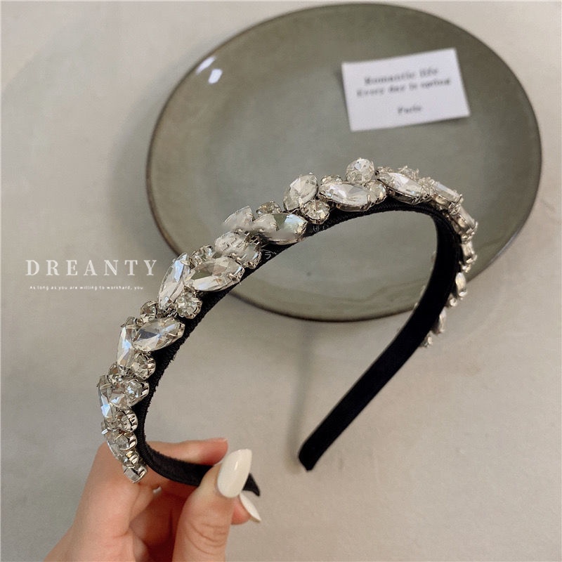 Băng Đô Cài Tóc Bằng Kim Loại Đính Kim Cương Giả Phong Cách Hàn Quốc Thời Trang Cho Nữ