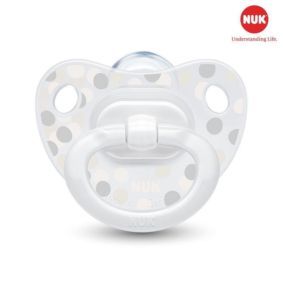 [Chính Hãng] - Bộ 2 ti giả chỉnh nha NUK silicone Happydays 0-6m, 6-18m - Ty ngậm NUK silicone loại dẹt