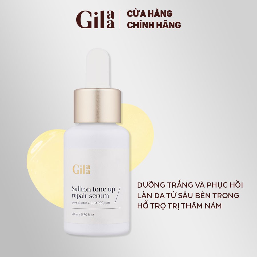 Tinh Chất Tươi Siêu Trắng Sáng Gilaa SaffronTone Up Repair Serum 20ml