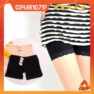 Quần đùi trong váy cotton viền ren