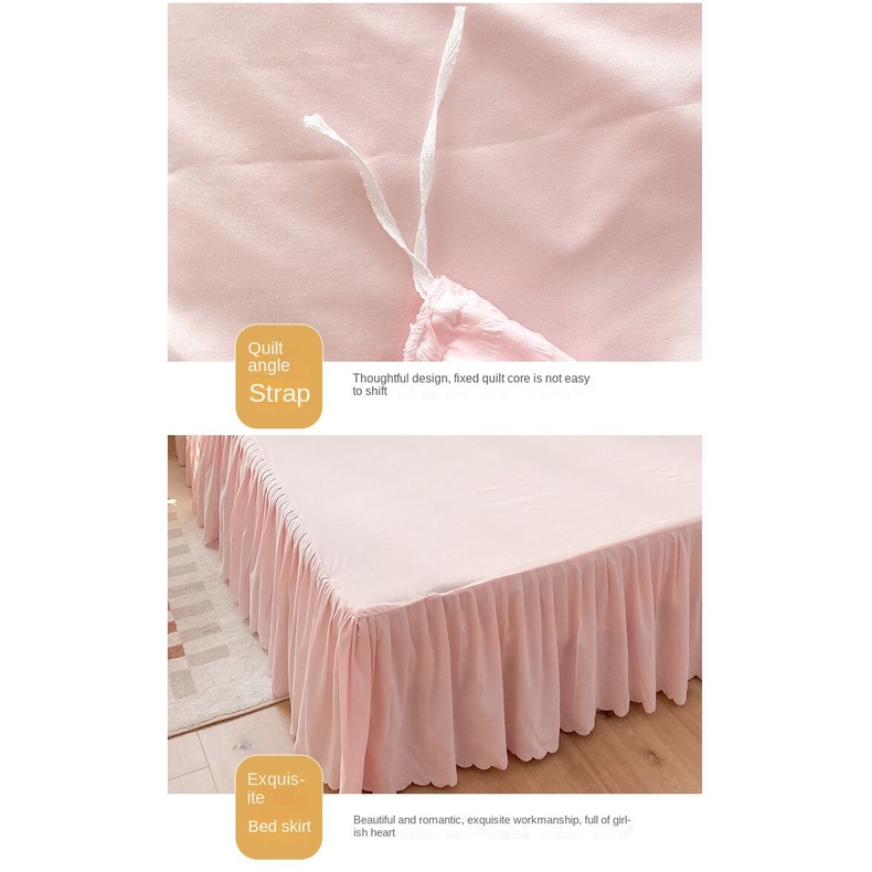 Internet Hot Seersucker Four-Piece of Bed Skirt Spring and Summer Korean Princess Style Girlish Heart Duvet Cover Bedspread Bedding