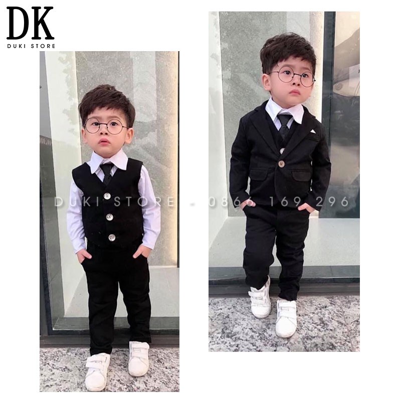 Bộ vest cho bé trai màu đen DKT0007 - DUKI STORE