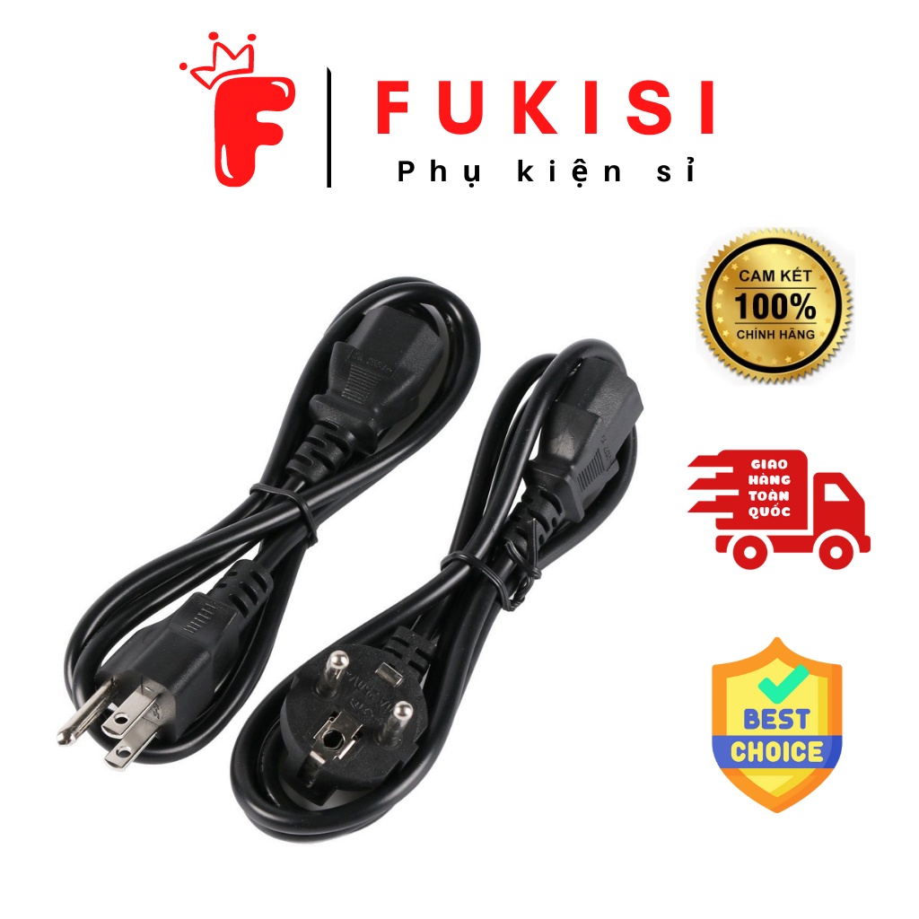 Dây Nguồn PC, LAPTOP, MÁY IN, NỒI CƠM ĐIỆN (1,5m) cáp to, chịu nhiệt tốt - Fukisi