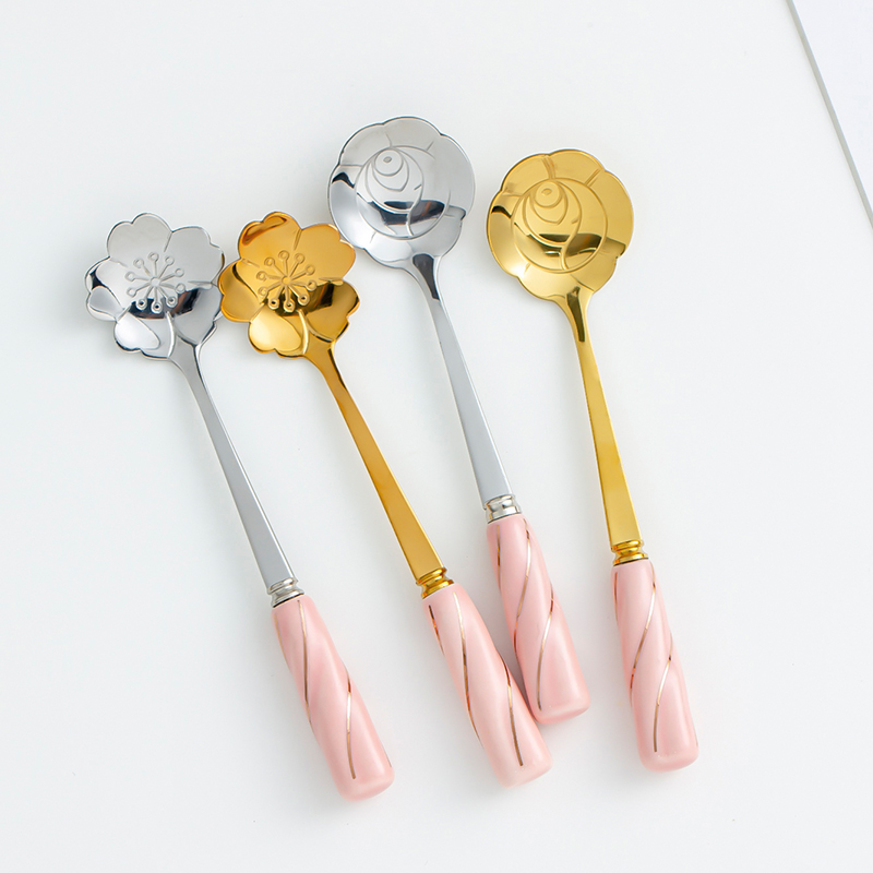 Muỗng cà phê làm từ gốm kiểu hoa sáng tạo