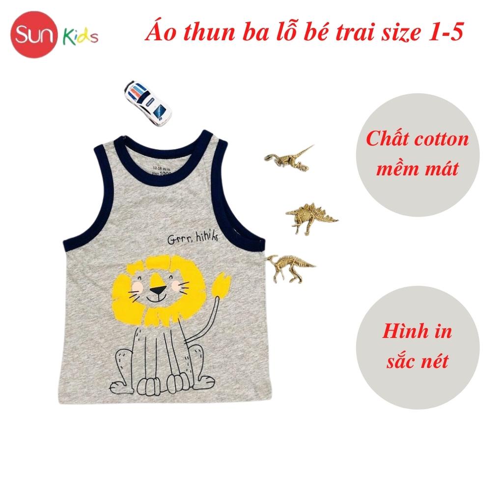 Áo thun ba lỗ bé trai, size nhí 1-5, hàng made in vn, chất cotton xuất dư đẹp, hình in siêu đáng yêu - SUNKIDS