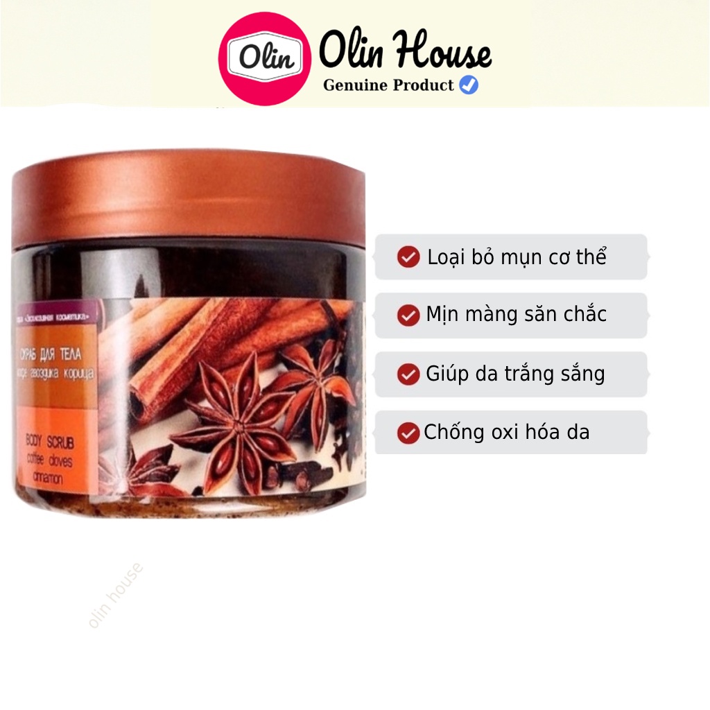 Tẩy da chết Body Quế Hồi - Tẩy tế bào chết mặt Cà Phê Cafe Dưỡng Trắng Sáng Da - Olin House