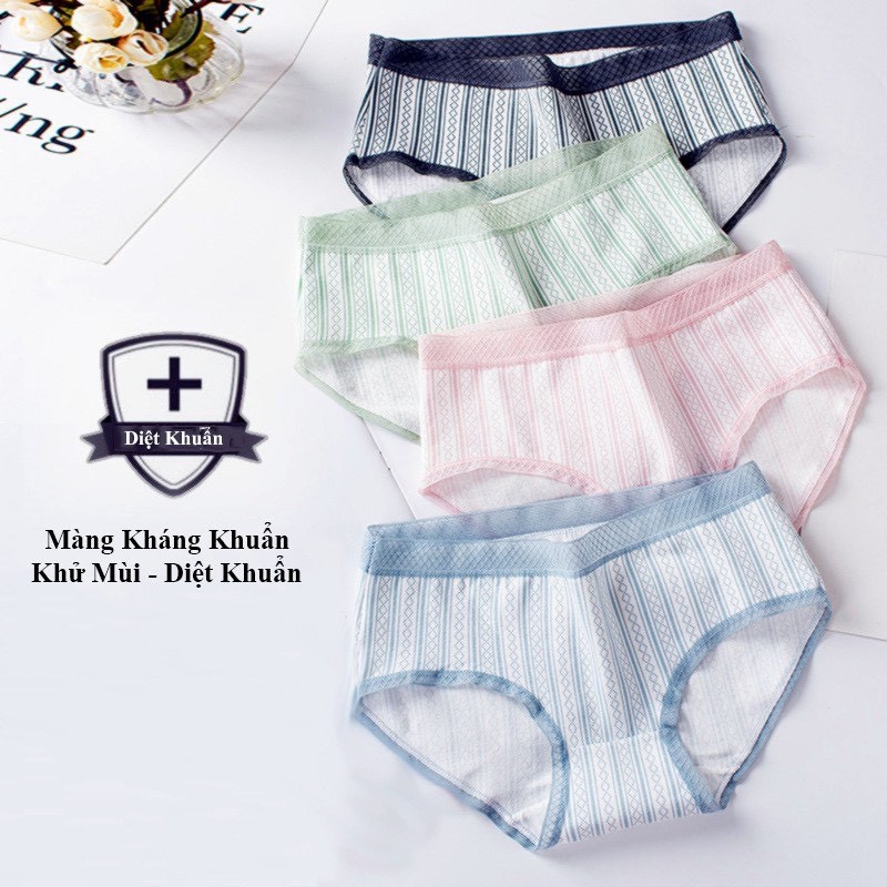 [Mã 12FASHIONSALE1 giảm 10K đơn 50K] Quần Lót Nữ Vải Cotton Sợi Tre, Kháng Khuẩn Họa Tjiết Dọc | BigBuy360 - bigbuy360.vn
