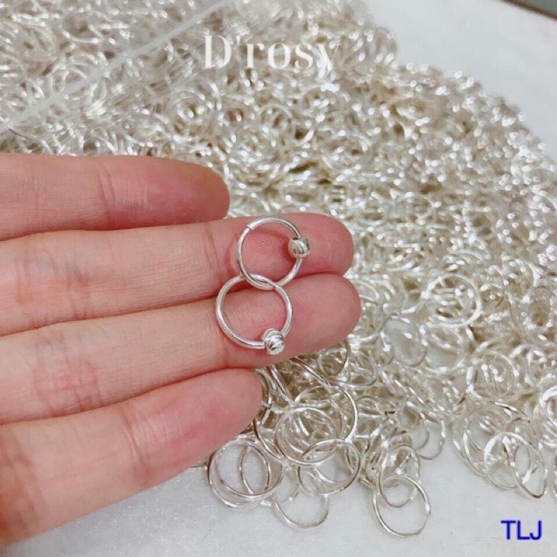 Bông tai vòng tàu bi chuẩn bạc ta