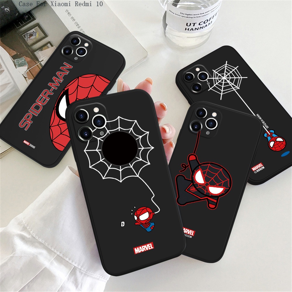 Xiaomi Redmi 10 10C 8 K40 Gaming 5G Liquid Silicone For Original Phone Case Soft Casing Spiderman protective Full Cover Shockproof Back Cases