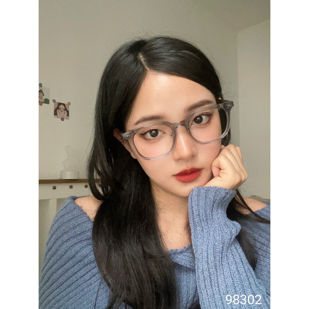 Kính gọng vuông nam nữ LILYEYEWEAR chất liệu nhựa dày dặn giả cận thời trang 98302