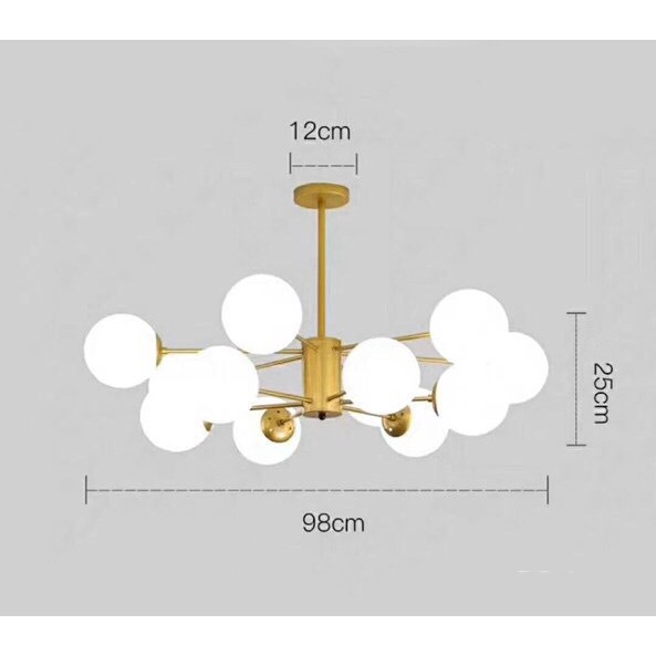 Đèn chùm ROYRAS cao cấp loại 12 bóng rang trí nhà cửa hiện đại, sang trọng - Kèm bóng LED chuyên dụng.