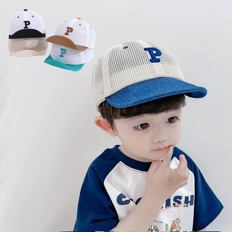 Mũ Lưỡi Trai Mềm Mại Phối Lưới Thêu Chữ Thời Trang Mùa Hè Cho Bé 1-4 Tuổi