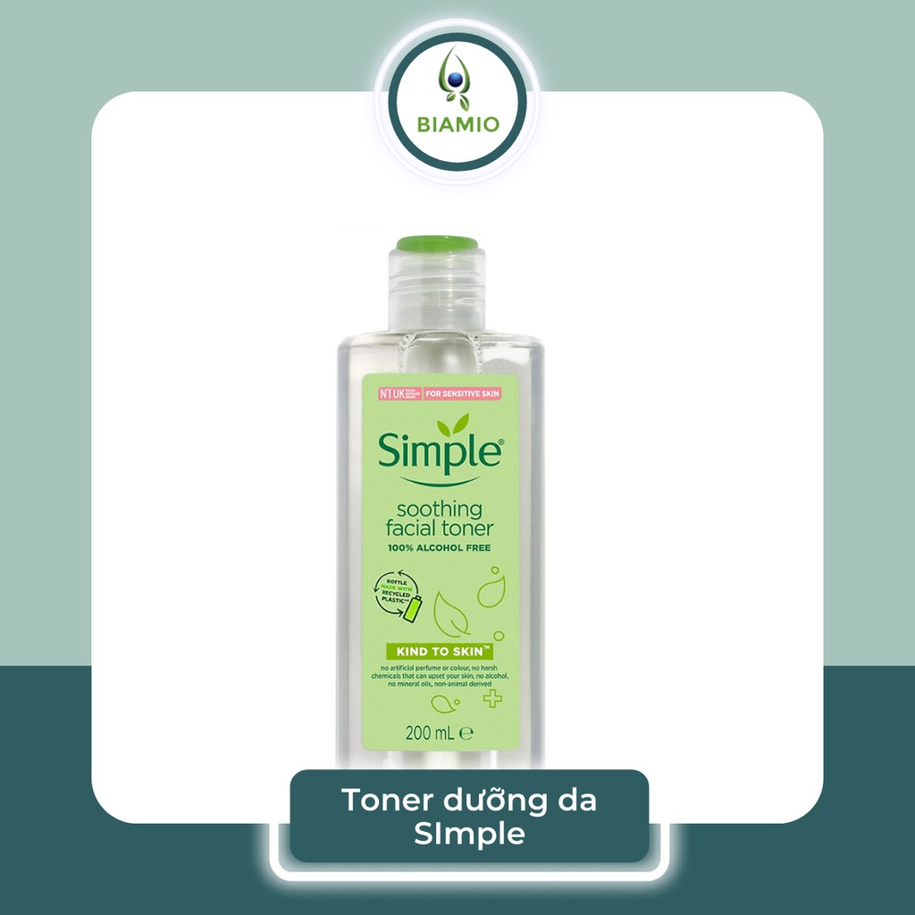 Nước hoa hồng toner Simple Soothing cân bằng da không cồn cấp ẩm DA03