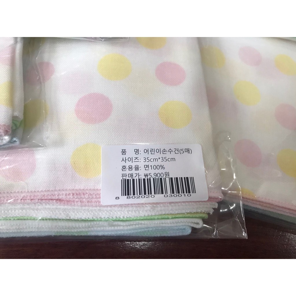 Set 5 khăn sữa xuất Hàn hãng Issop