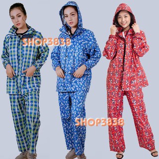Bộ Quần Áo Mưa Vải Dù Hoa Từ 45-70kg 2 Lớp Khóa Không Thấm Nước Chống Rách