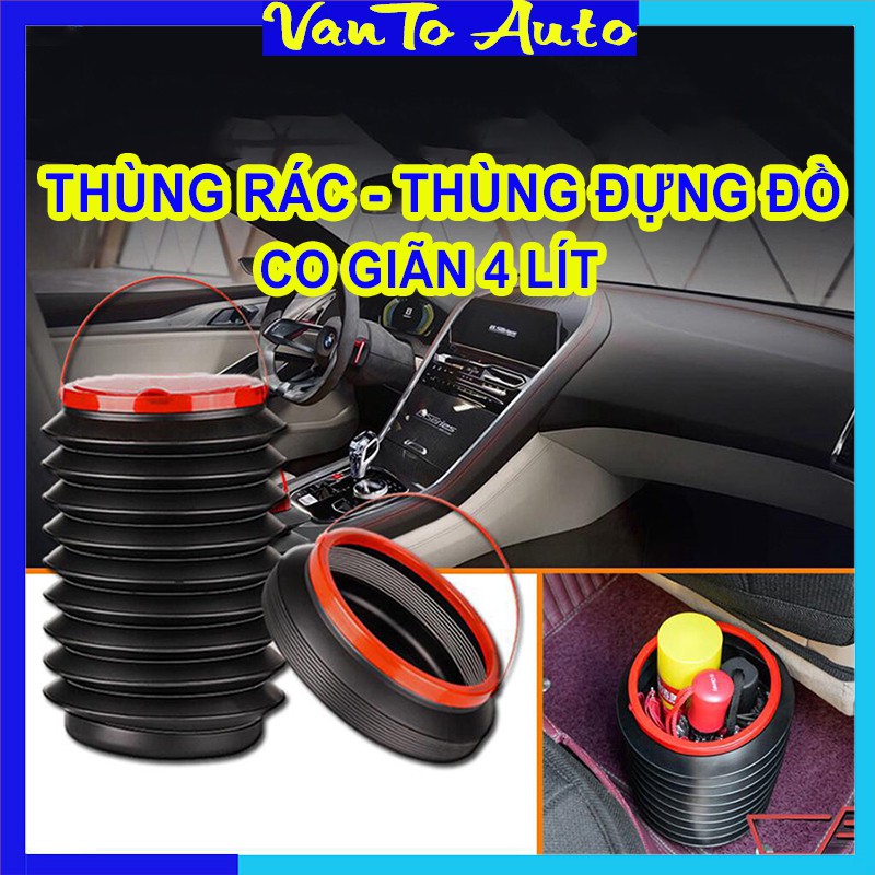 ⚡Video Thật⚡ Thùng Rác Mini Trên Ô Tô - Thùng Đựng Đồ Trên Ô Tô Co Giãn Gấp Gọn 4L