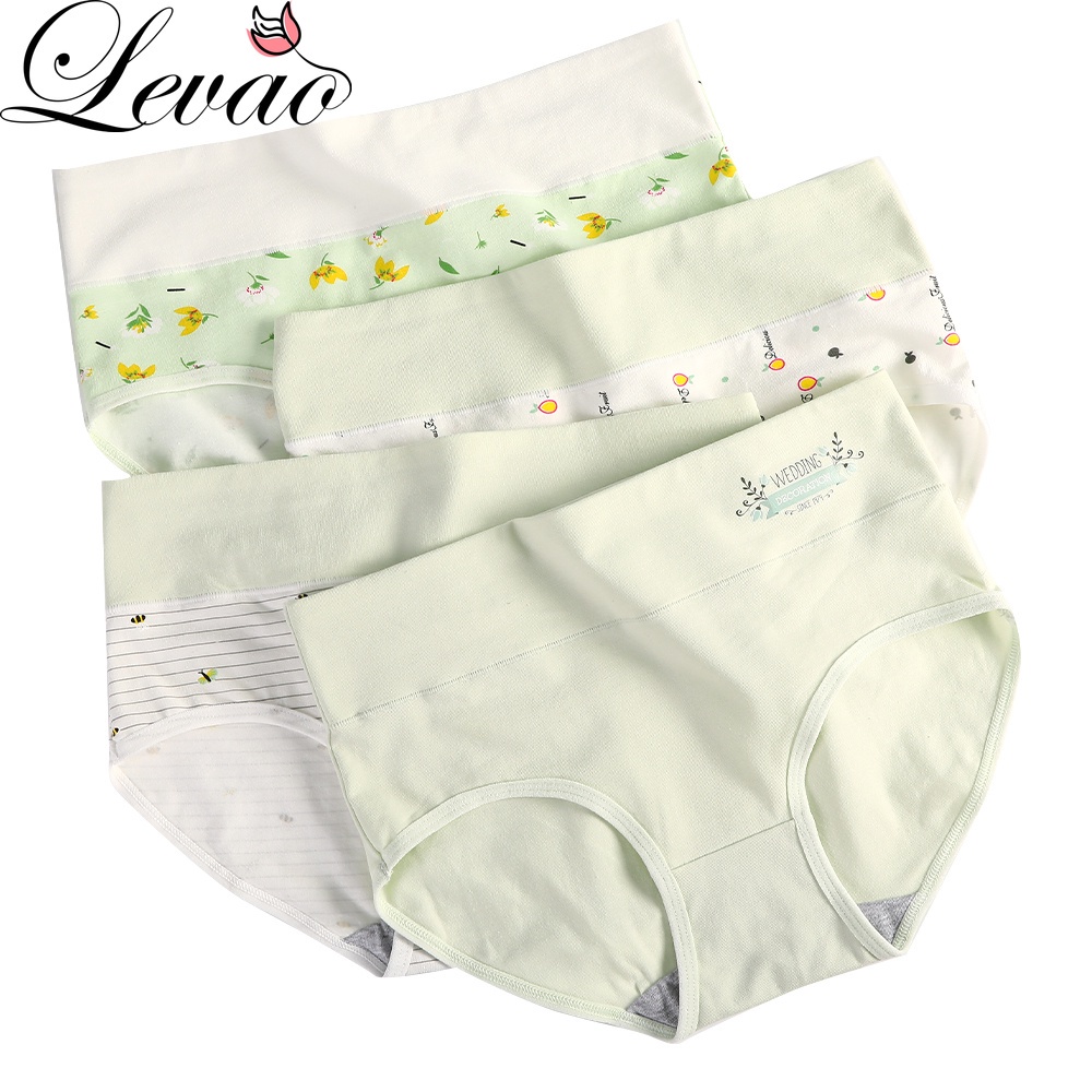 Quần Lót Levao Cotton Lưng Cao In Họa Tiết Quyến Rũ Cho Nữ