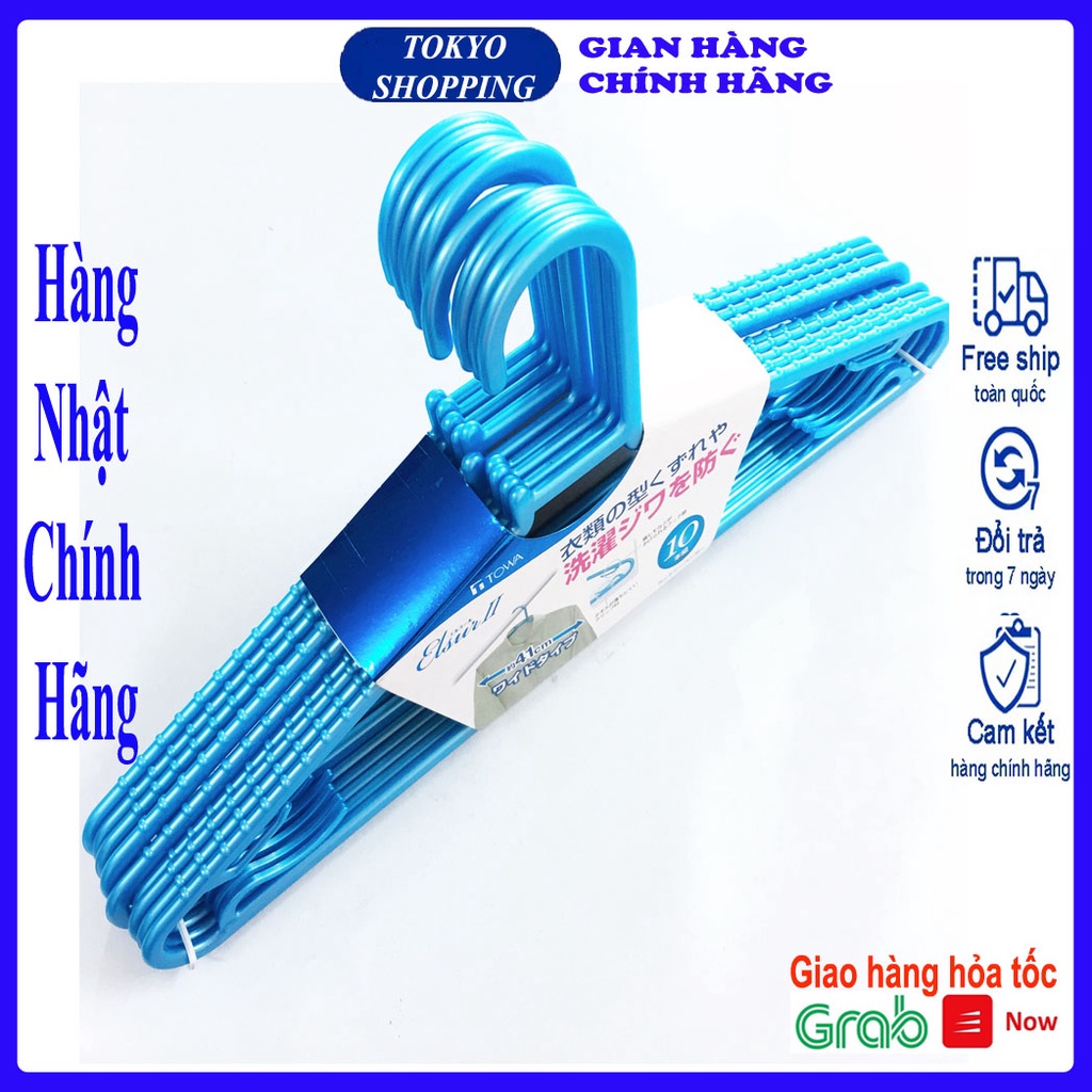 Set 10 móc phơi quần áo cao cấp màu xanh Hàng Nhập Khẩu Từ Nhật