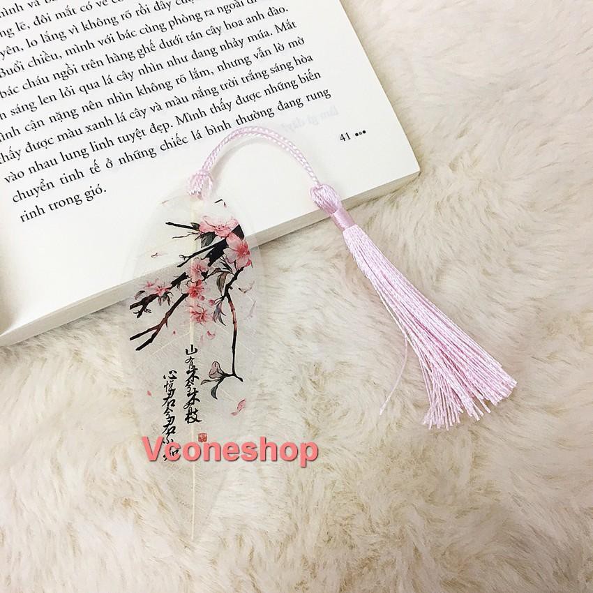 Bookmark gân lá cổ trang ép mỏng kẹp sách đánh dấu sách