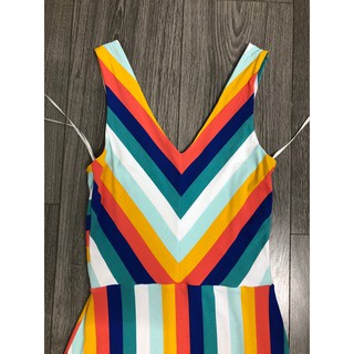 Đầm Maxi Thun Rayon C&C California Sọc Vàng Đỏ Xanh - 0794