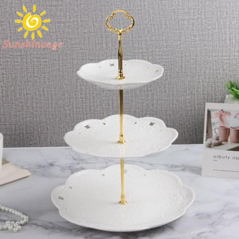 Bộ đĩa tầng dùng trang trí bánh cupcake / tráng miệng thiết kế tiện lợi