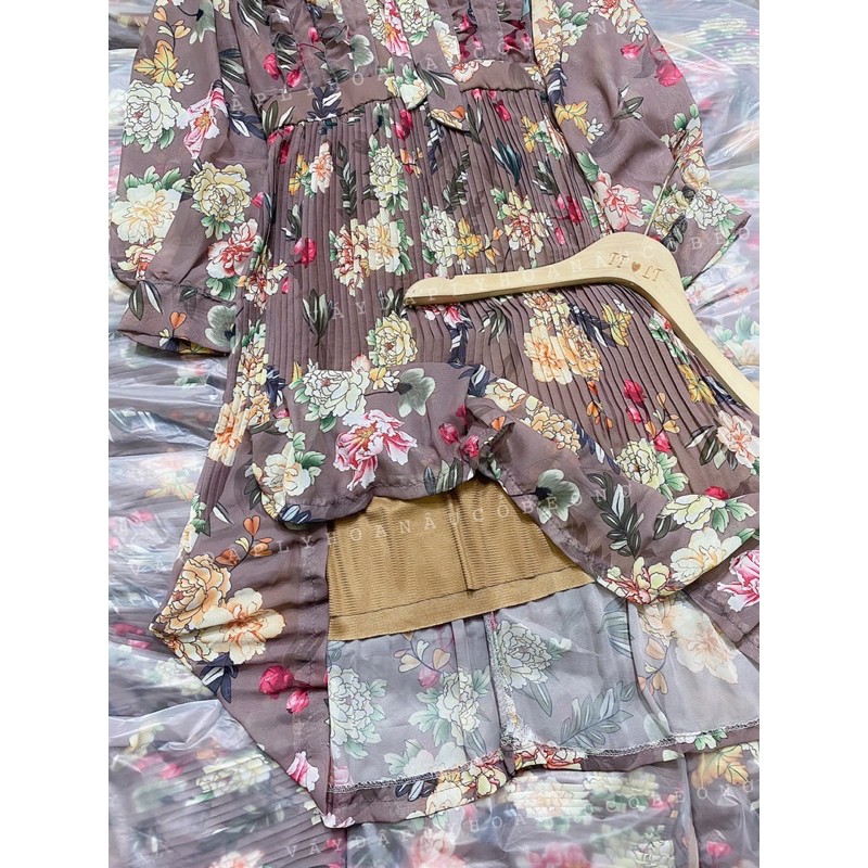 [Mã WAMT1505 giảm 10K đơn 0K] Đầm Dập Ly Hoa Nâu | BigBuy360 - bigbuy360.vn