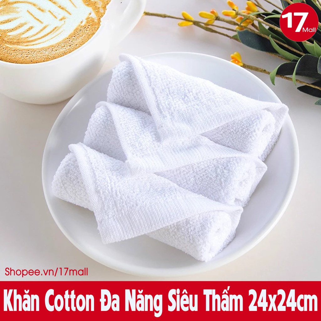 Khăn lau đa năng 24x24cm tiết kiệm, khăn cotton vuông lau bếp, xe ô tô, lau quán ăn, bệnh viện, spa, nail, trường học