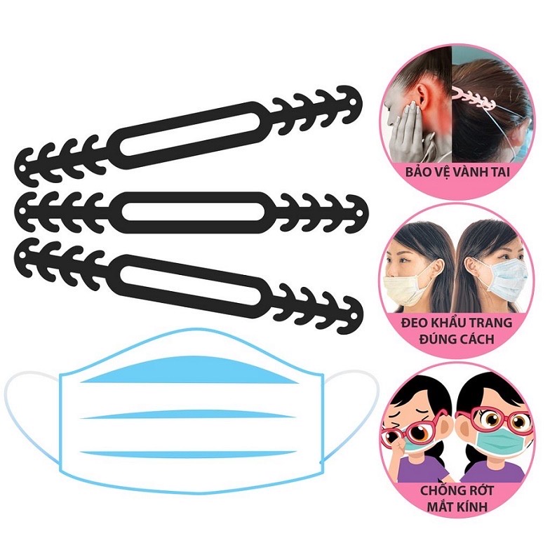 Dây đeo khẩu trang silicon mềm tai giả chống đau tai phù hợp khẩu trang y tế-Dây điều chình kích thước