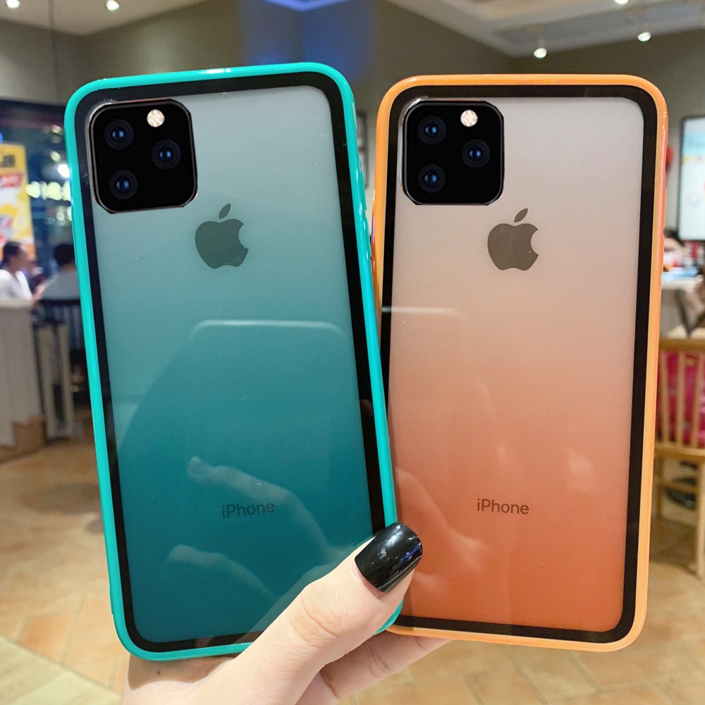 Ốp điện thoại mặt kính Acrylic màu Gradient cho Iphone SE 2020 11Pro 11 Pro Max X XR