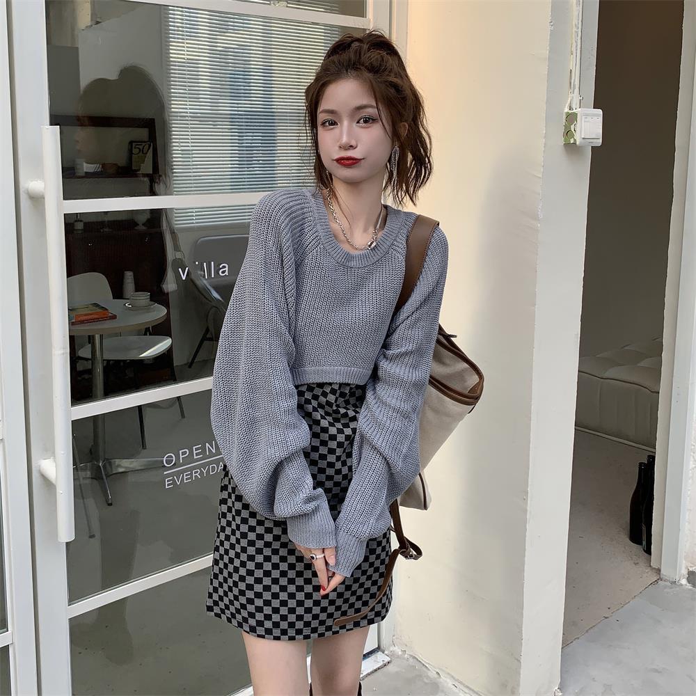 Hot!F &amp; X Set Áo Sweater Dệt Kim Dáng Ngắn Phối Đầm Hai Dây Phong Cách Retro Thời Trang Mùa Xuân Dành Cho Nữ 2022