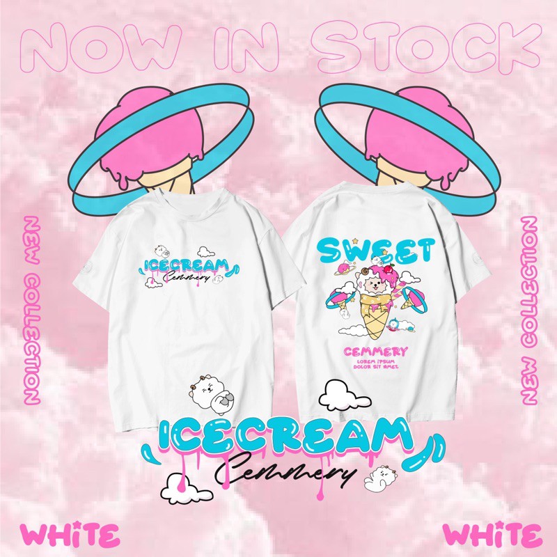 [Mã SKAMA06 giảm 8% tối đa 50K đơn 250K] Tee Cemery " ICECREAM white " | BigBuy360 - bigbuy360.vn