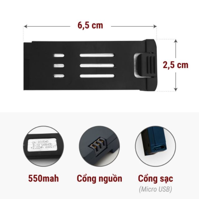 Pin máy bay điều khiển Flycam Drone LX808, E58, P9