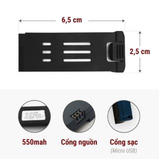 Pin máy bay điều khiển Flycam Drone LX808, E58, Xpro 600mAh