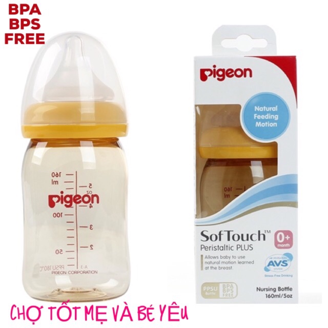 BÌNH SỮA CỔ RỘNG PIGEON 160 ML PPSU PLUS