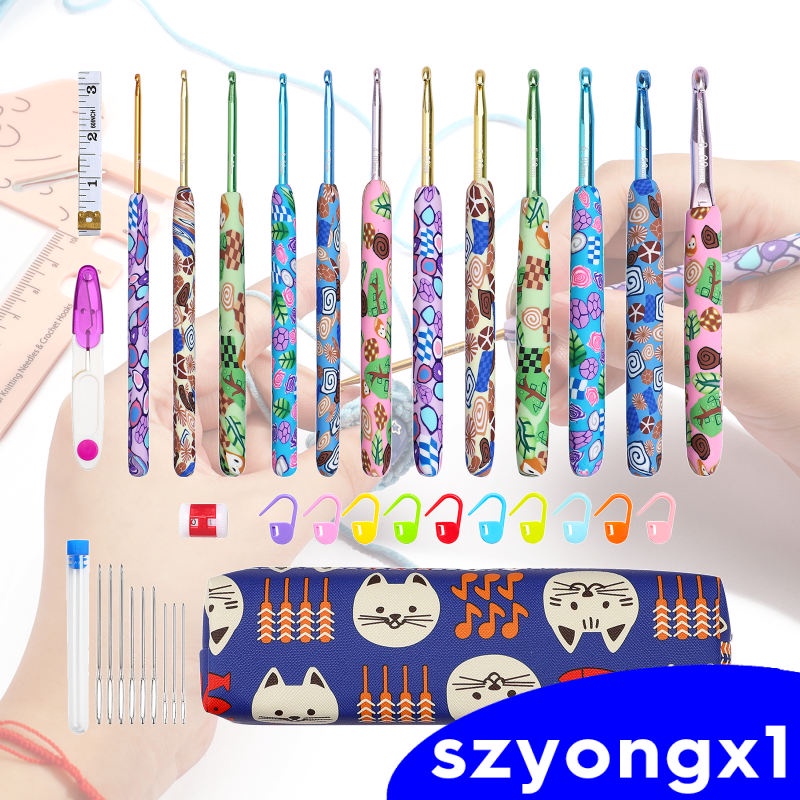Bộ Dụng Cụ Móc Đan Len - Dụng Cụ Đan Móc + Hộp Đựng Cho Người Lớn Mới Bắt Đầu
