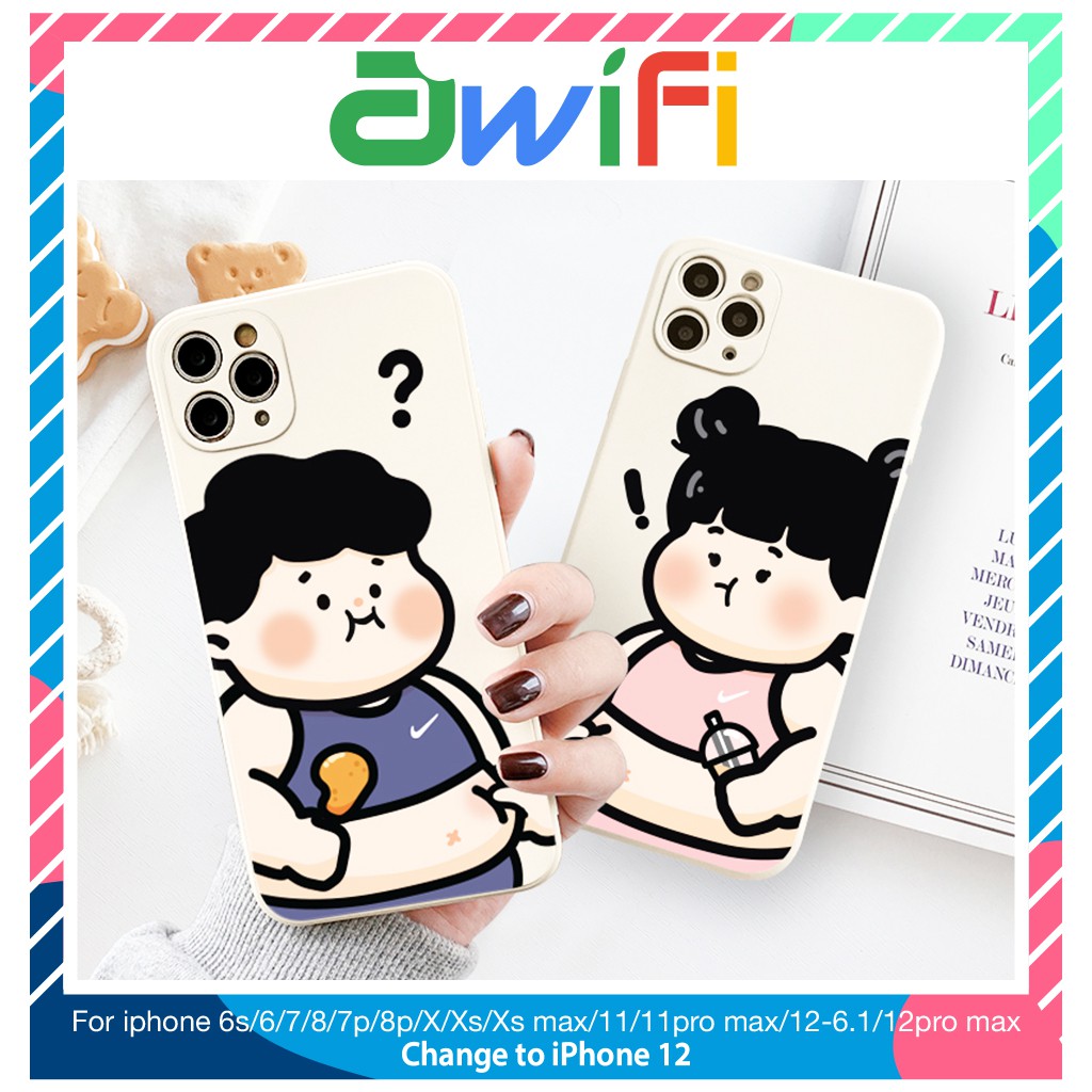 Ốp lưng iphone cạnh vuông BV fat couple 6/6plus/6s/6splus/7/7plus/8/8plus/x/xr/xs/11/12/pro/max/plus/promax - Awifi Y3-7