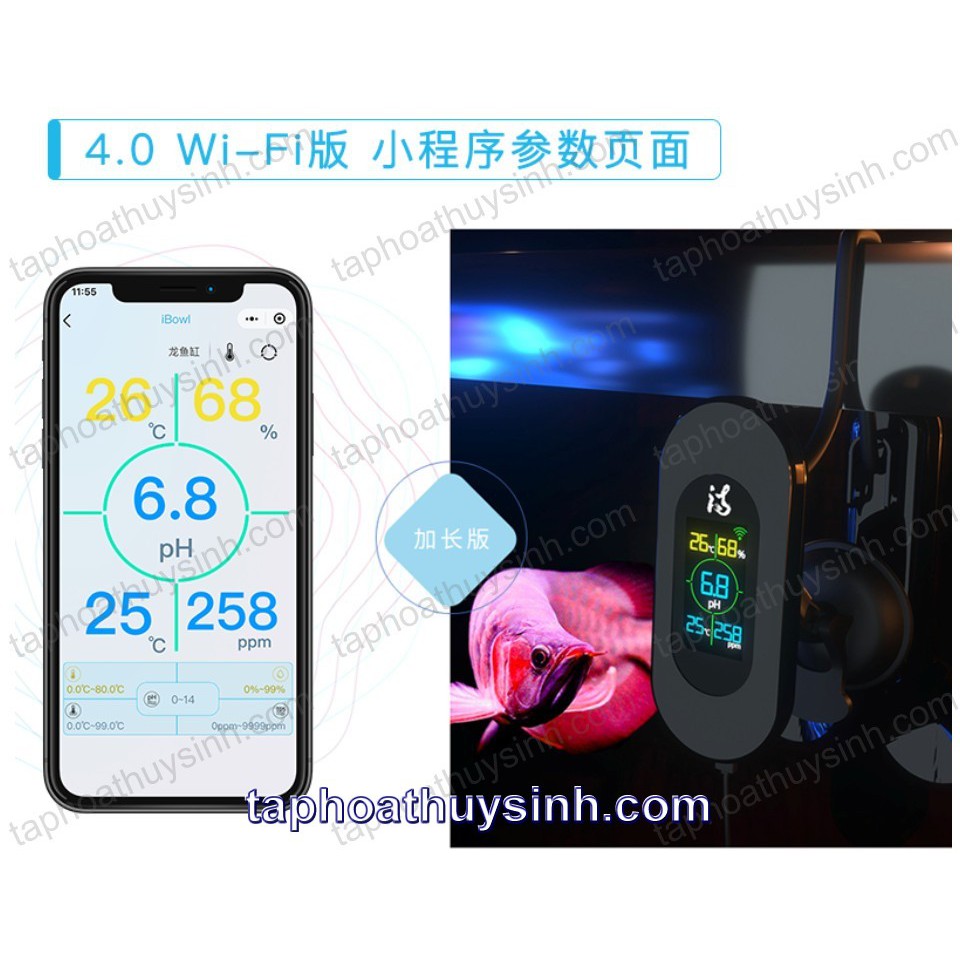 IBOWL 4.0 WIFI PRO 2021-BỘ ĐO PH - NHIỆT ĐỘ- TDS ONLINE