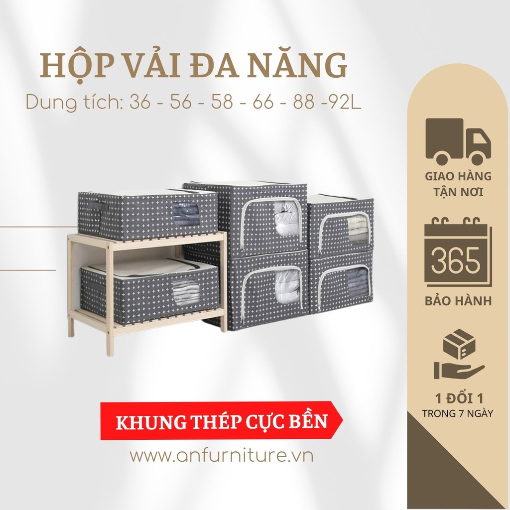 Hộp Vải Đựng Đồ Đa Năng, Tiện Dụng Khung Thép chống thấm nước, chống bám bụi tiện lợi xuất khẩu Hàn Quốc