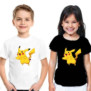 Áo thun trẻ em vải cotton dành cho bé gái/trai 12-38kg hoạt hình Pikachu mã 2020B002